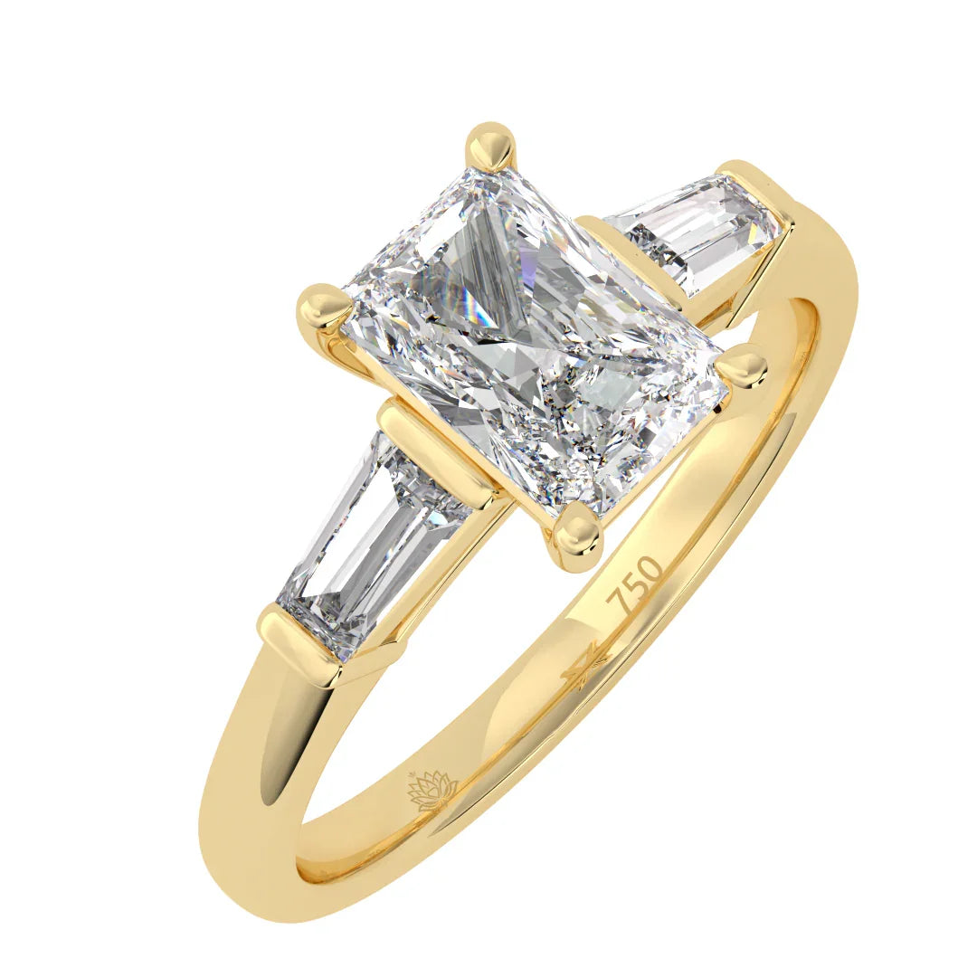 Aurora Radiant Diamond Ring with Tapered Baguette Accents