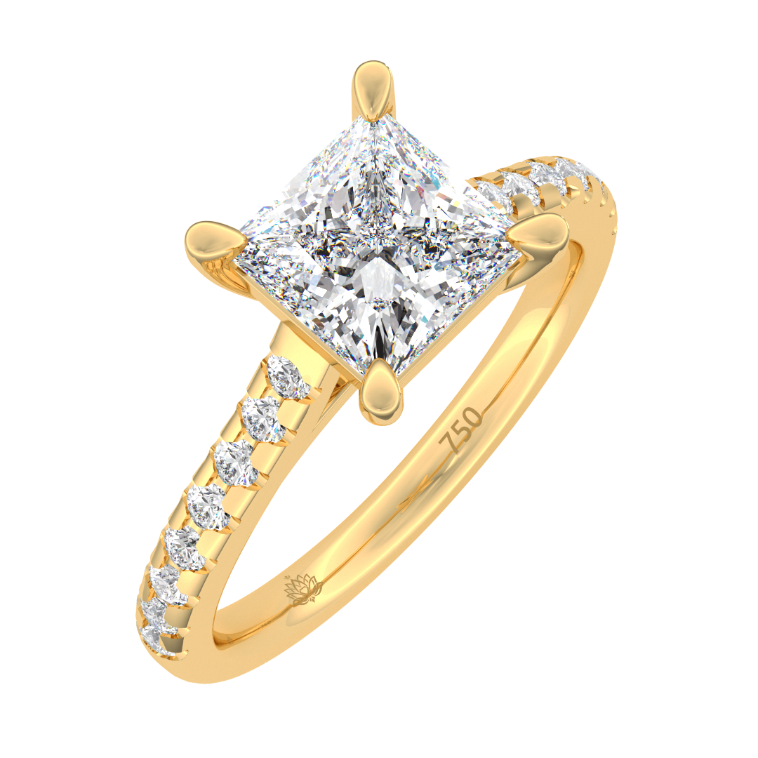 Antoinette Princess With Diamond Band Engagement Ring