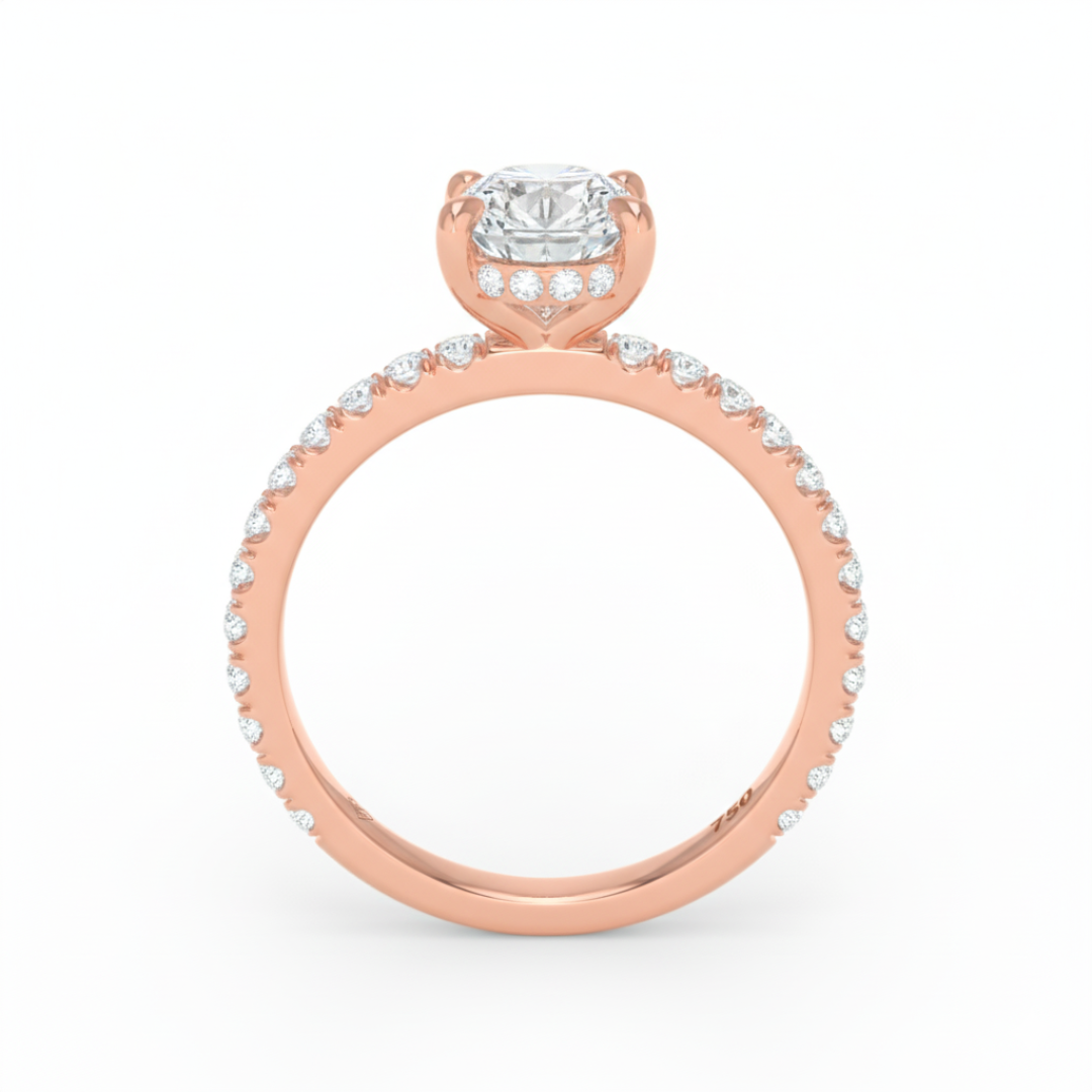 Lila Pear Cut Diamond Engagement Ring with Diamond Hidden Halo and Diamond Band