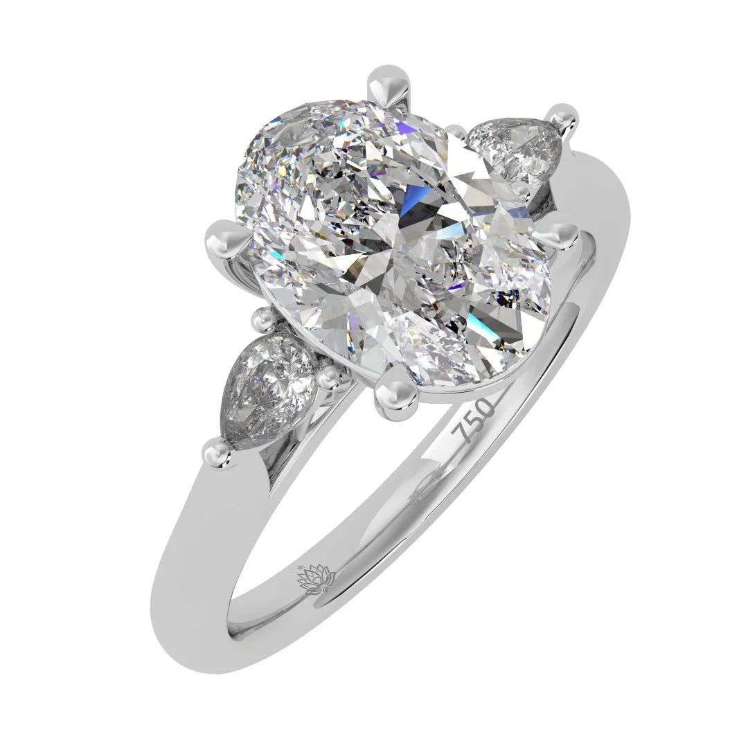 Isla Oval Diamond Ring with Pear Side Stones