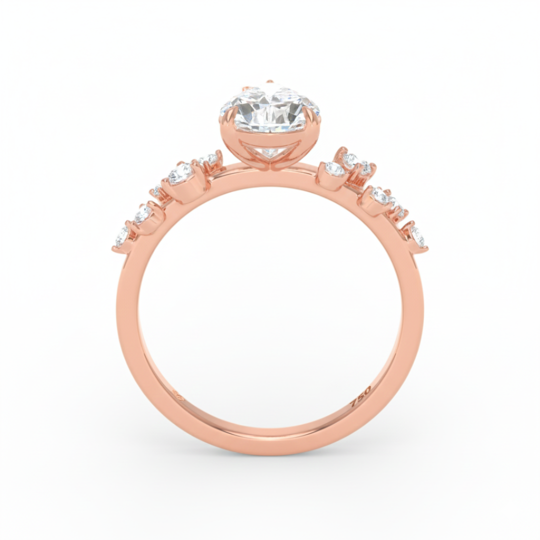 Lina Pear Cut Diamond Engagement Ring With Diamond Accent Band