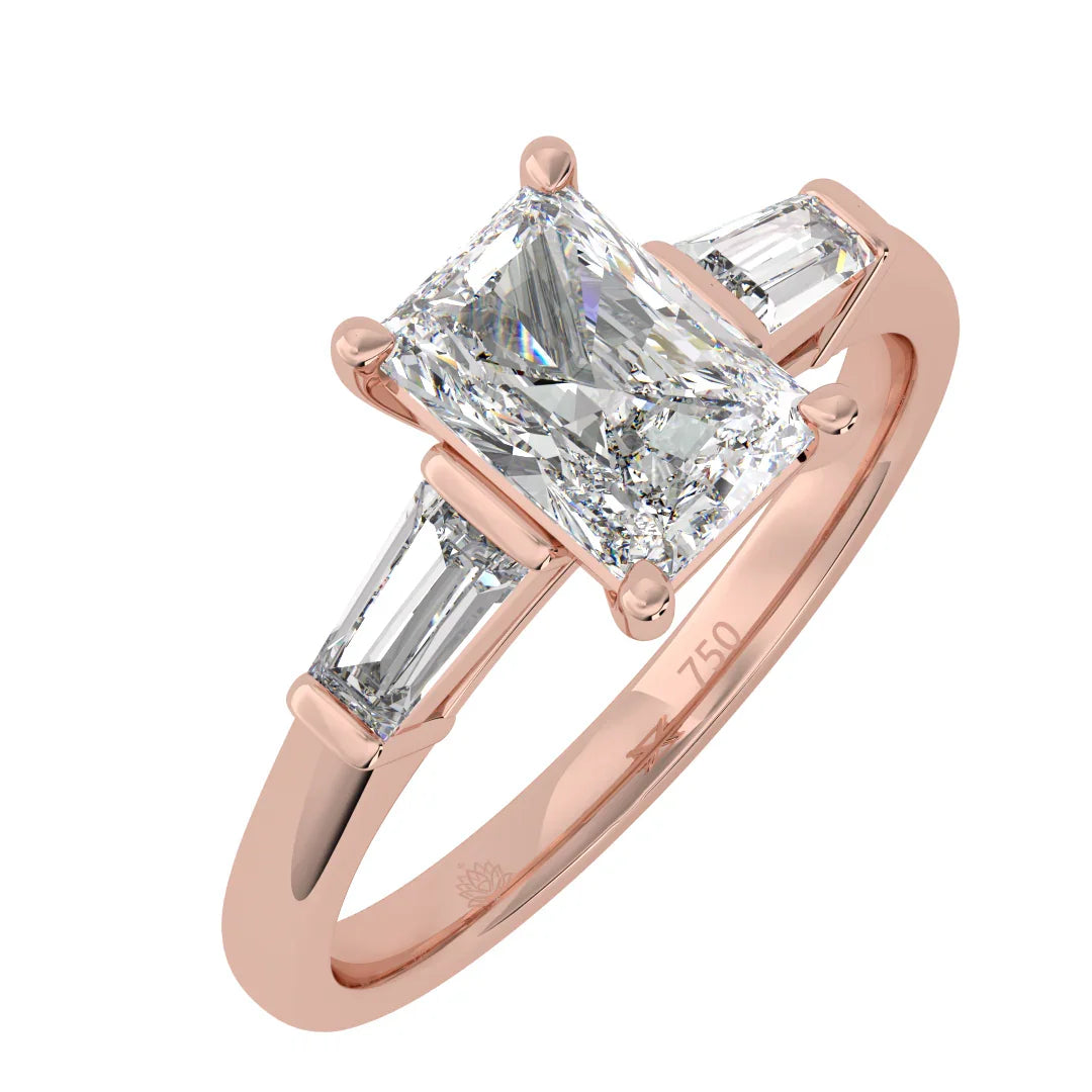 Aurora Radiant Diamond Ring with Tapered Baguette Accents