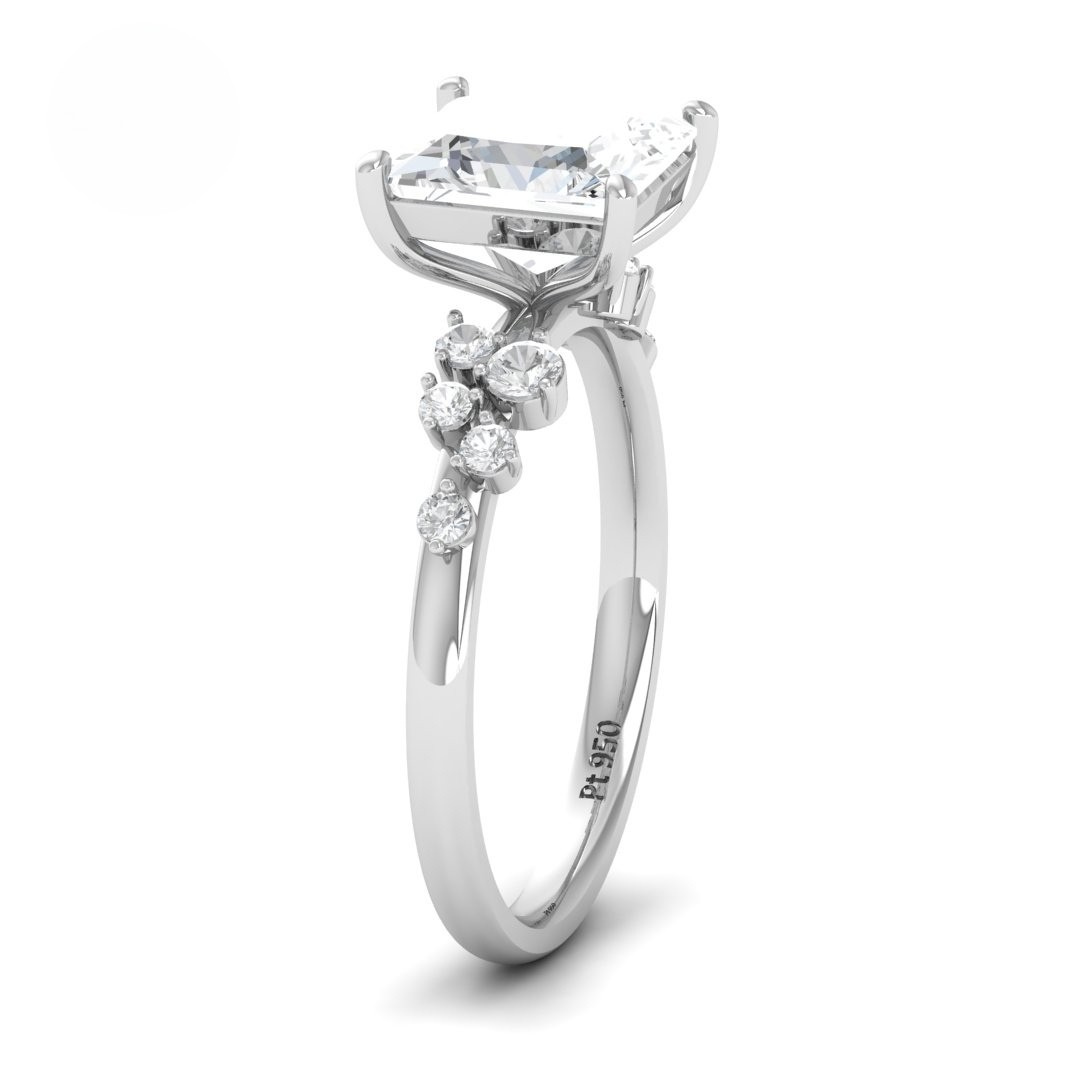Lina Princess Cut Diamond Engagement Ring With Diamond Accent Band
