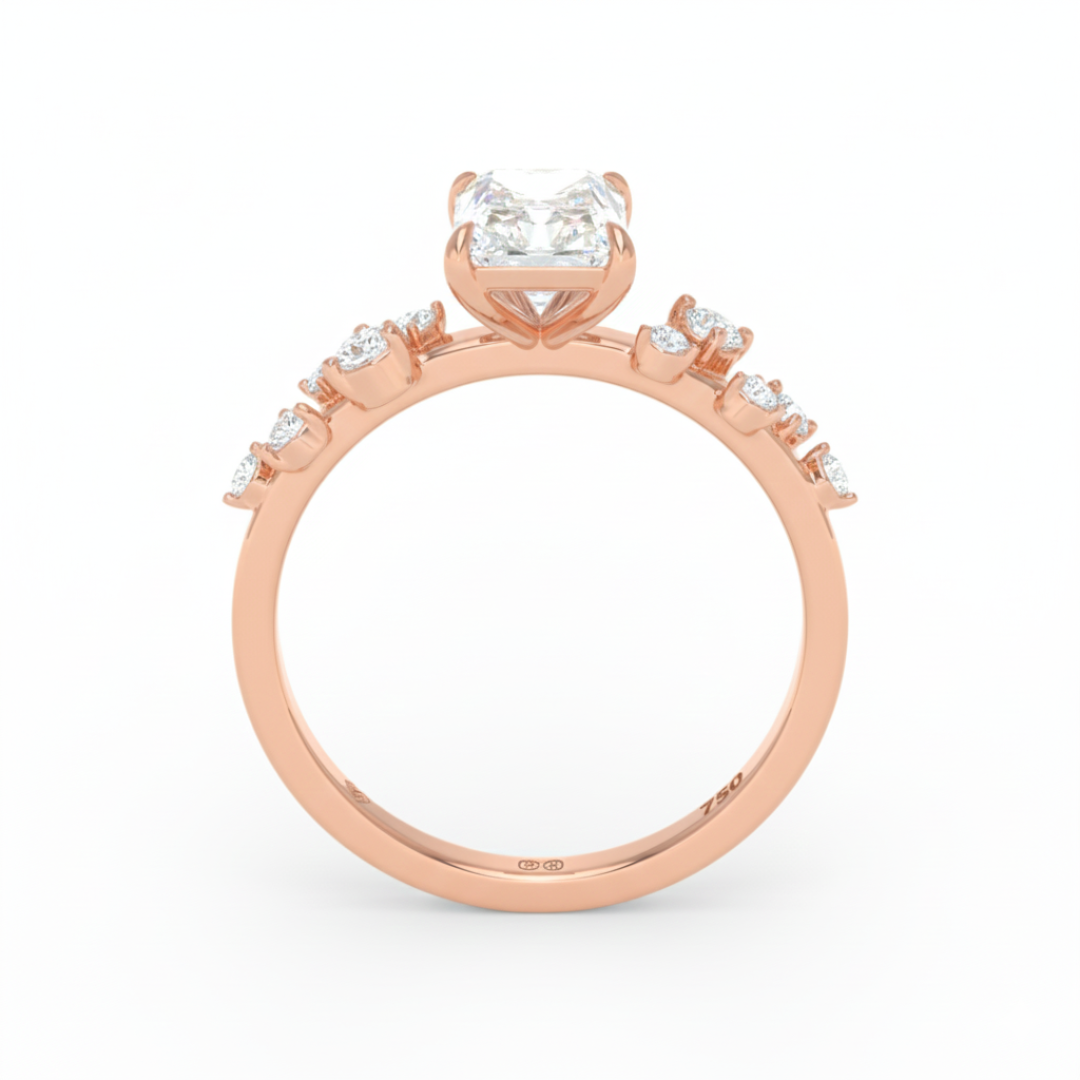 Lina Radiant Cut Diamond Engagement Ring With Diamond Accent Band