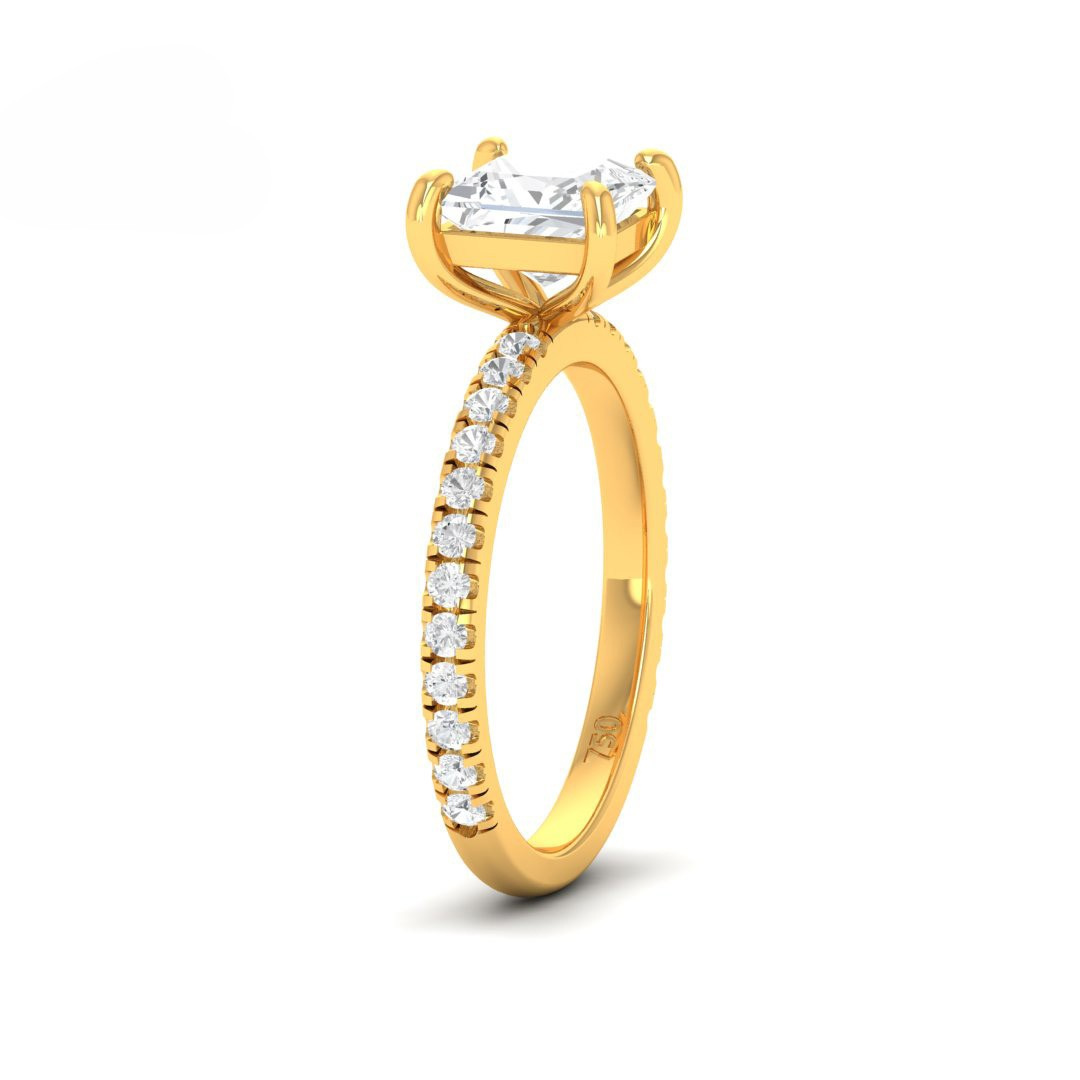Athena Princess With Diamond Band Engagement Ring