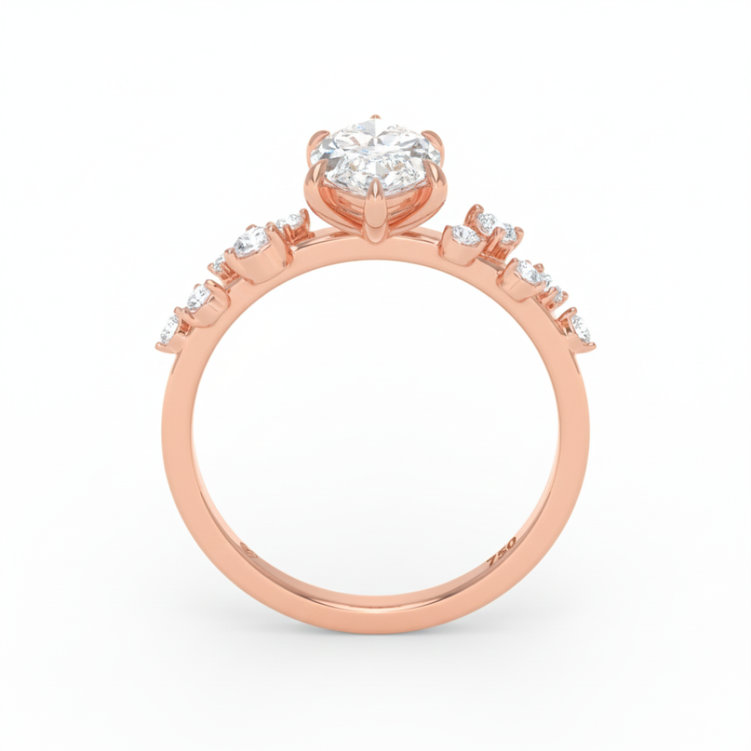 Lina Marquise Cut Diamond Engagement Ring With Diamond Accent Band