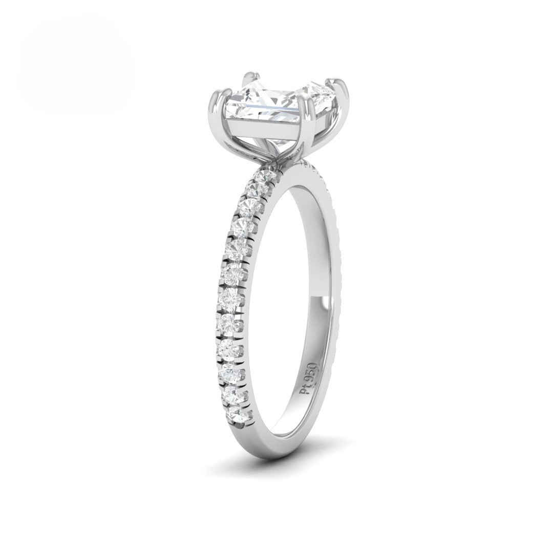 Athena Princess With Diamond Band Engagement Ring