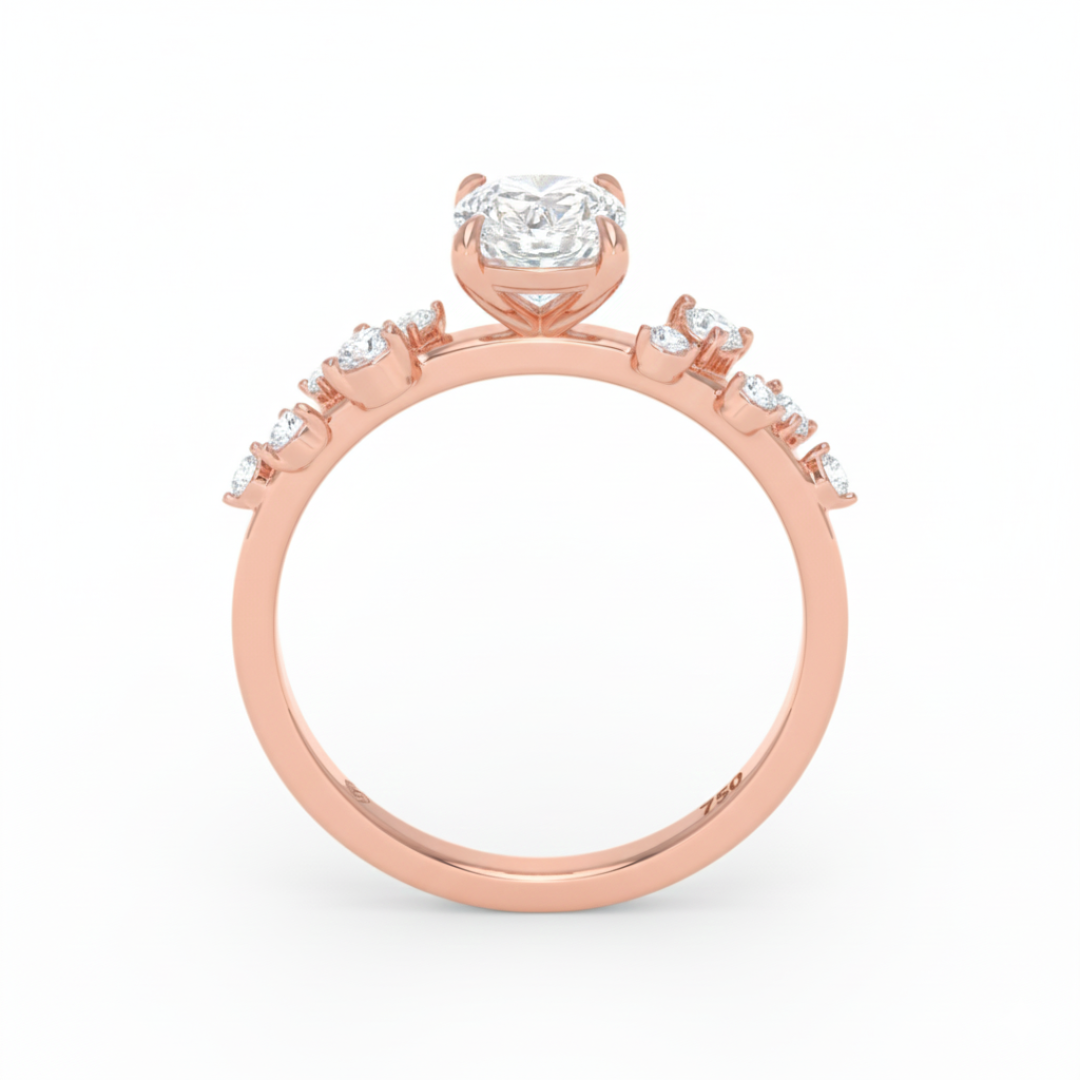 Lina Cushion Cut Diamond Engagement Ring With Diamond Accent Band