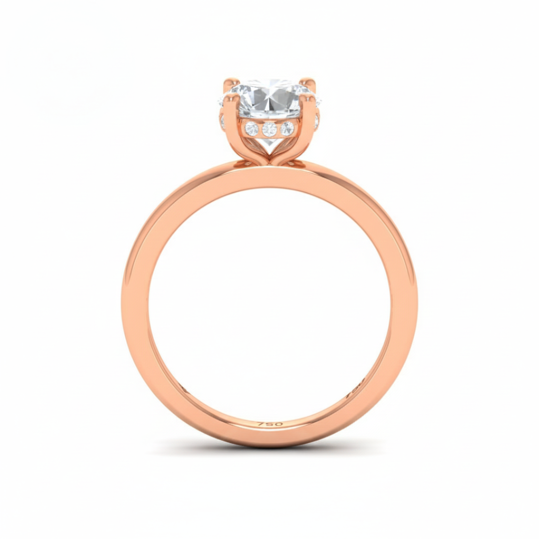 Kiara Round Cut Diamond With Hidden Halo Engagement Ring