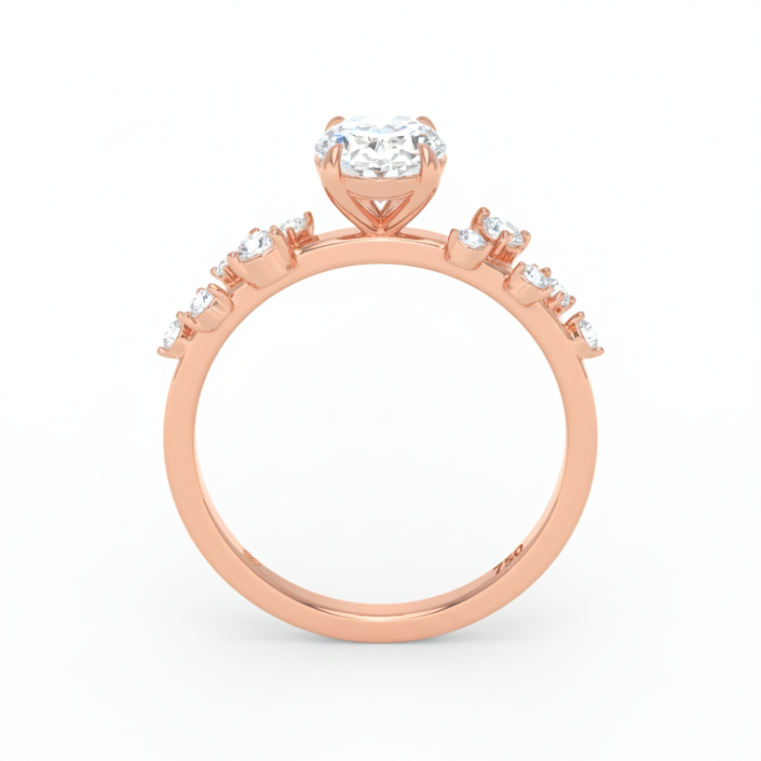 Lina Oval Cut Diamond Engagement Ring With Diamond Accent Band