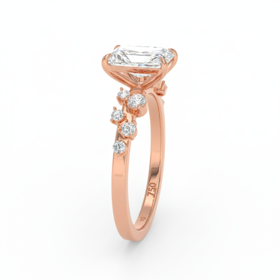 Lina Radiant Cut Diamond Engagement Ring With Diamond Accent Band