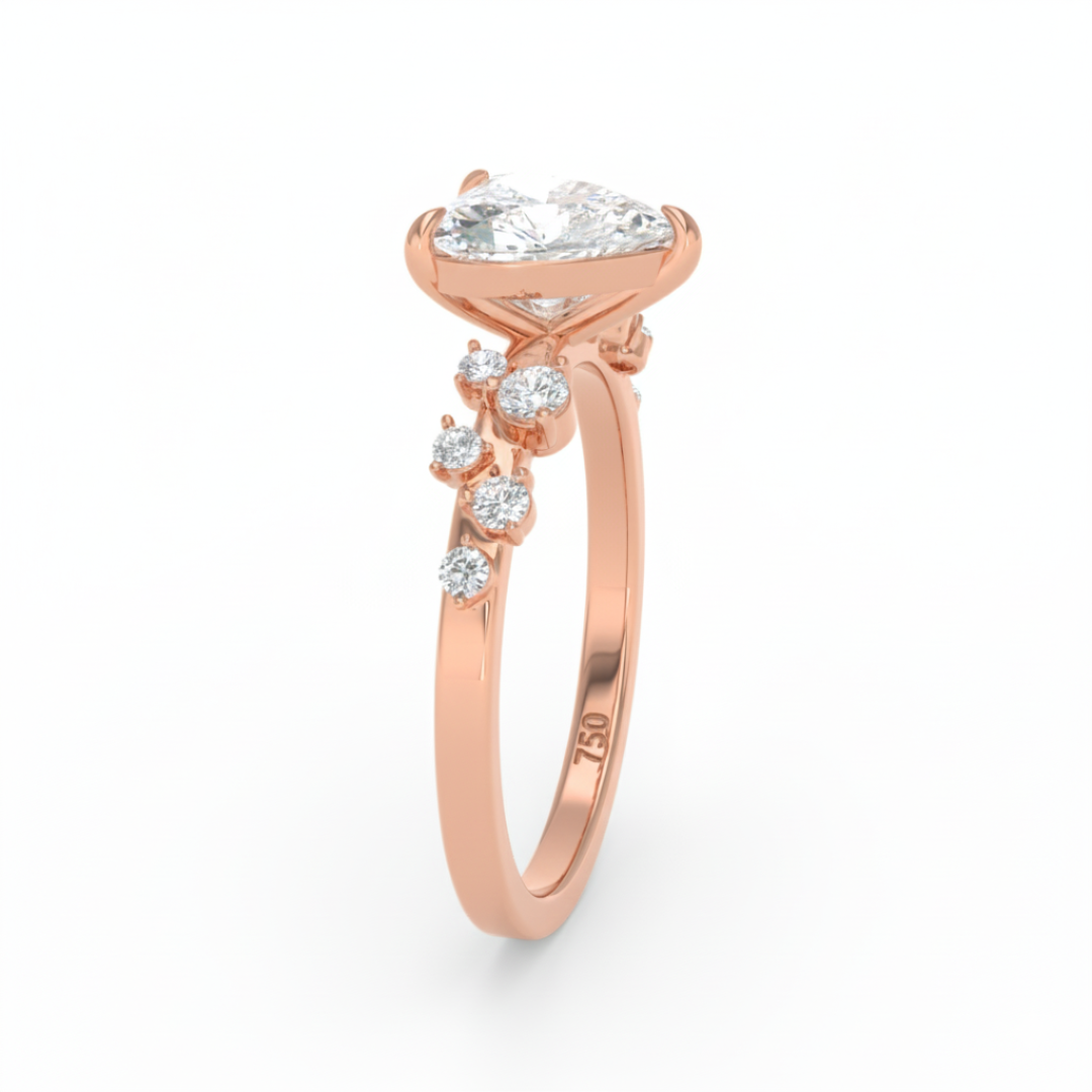 Lina Heart Cut Diamond Engagement Ring With Diamond Accent Band