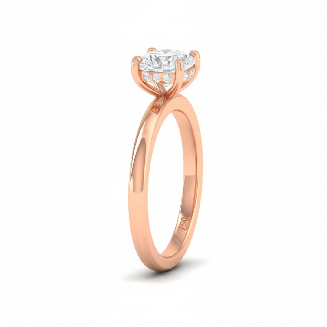 Kiara Cushion Cut Diamond With Hidden Halo Engagement Ring