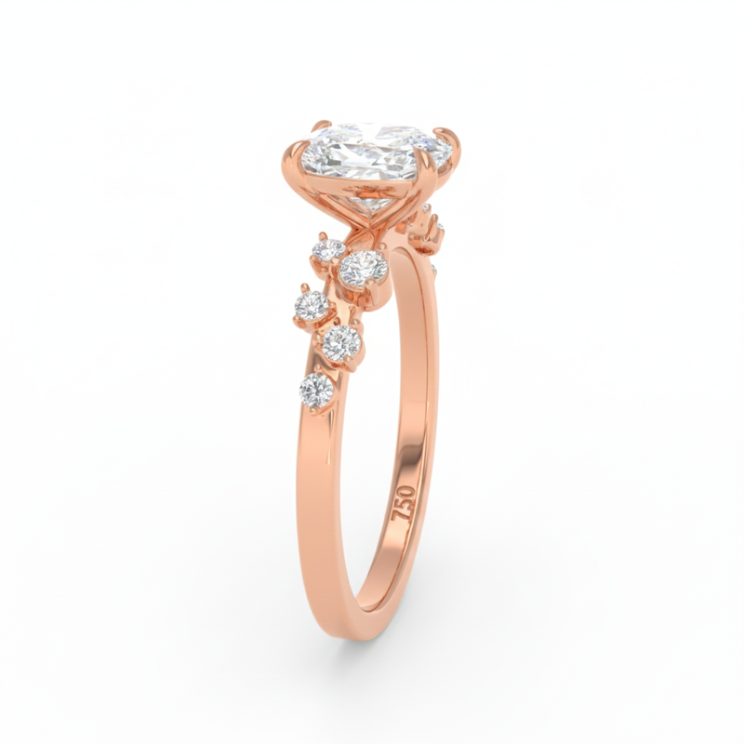 Lina Cushion Cut Diamond Engagement Ring With Diamond Accent Band