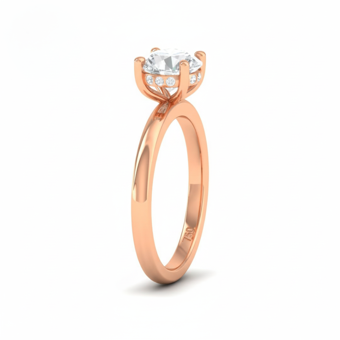Kiara Round Cut Diamond With Hidden Halo Engagement Ring