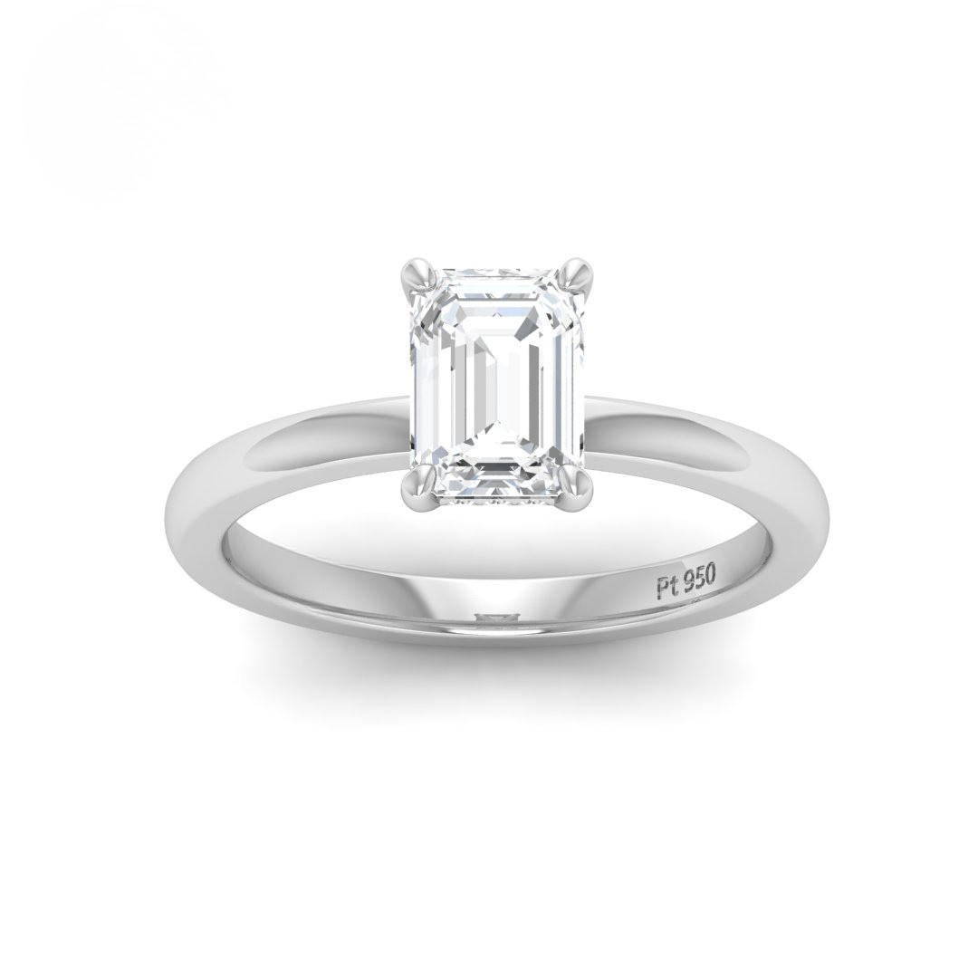 Kiara Emerald Cut Diamond With Hidden Halo Engagement Ring