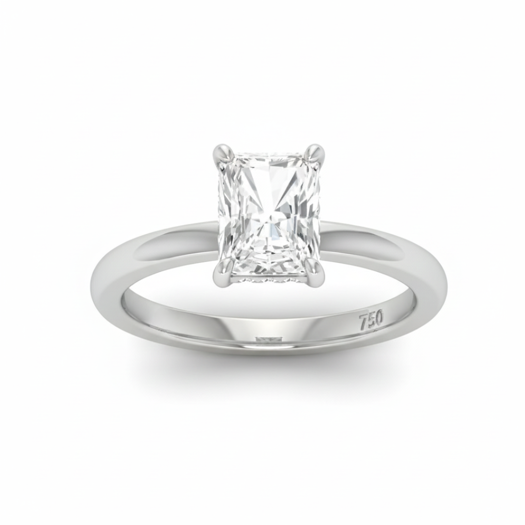 Kiara Radiant Cut Diamond With Hidden Halo Engagement Ring