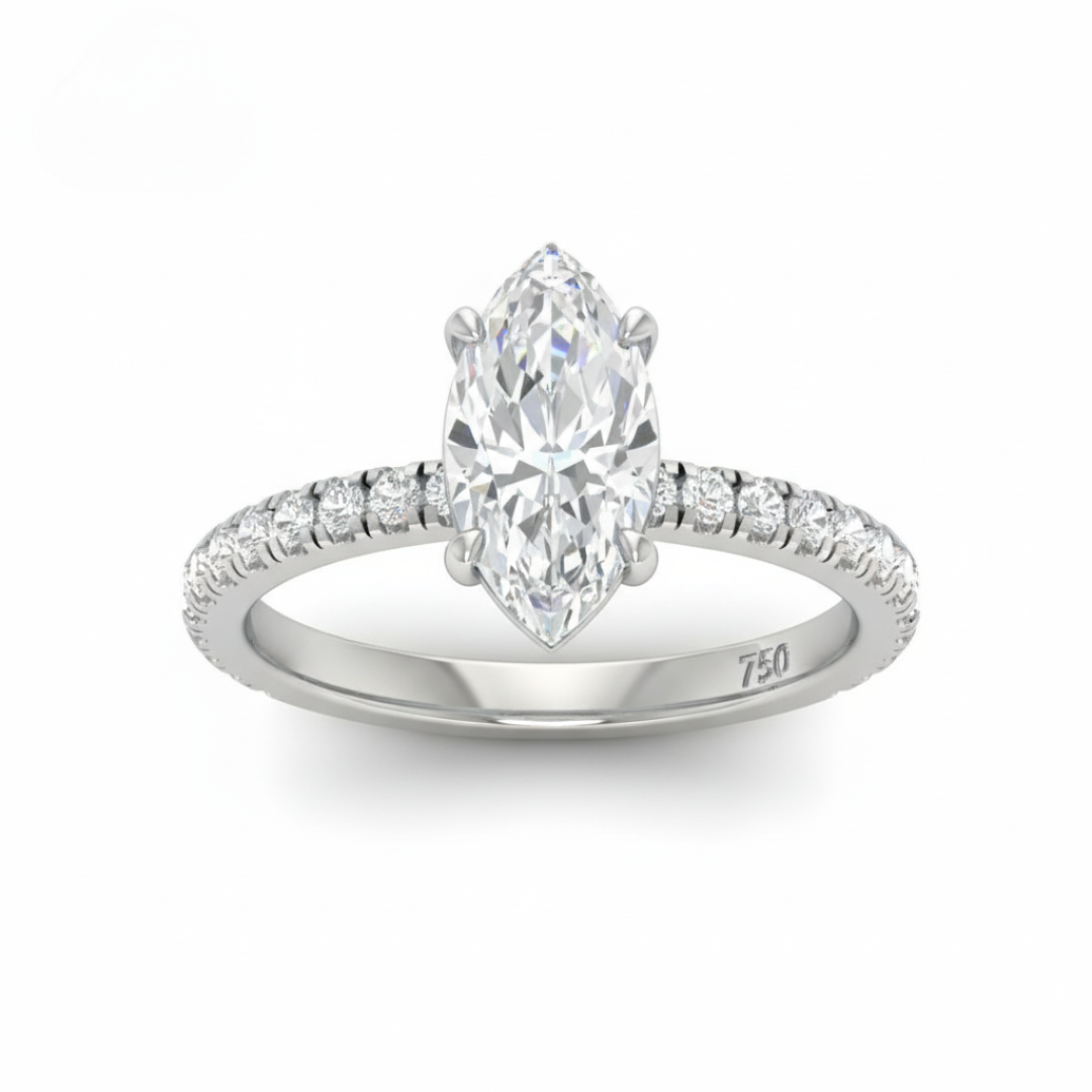 Athena Marquise With Diamond Band Engagement Ring