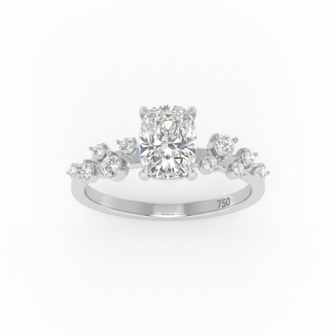 Lina Cushion Cut Diamond Engagement Ring With Diamond Accent Band