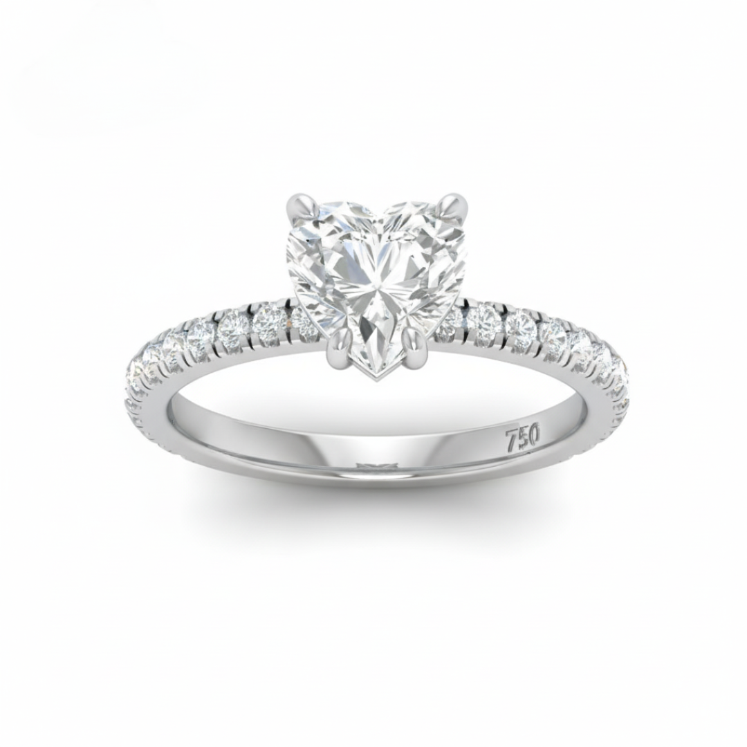 Athena Heart With Diamond Band Engagement Ring