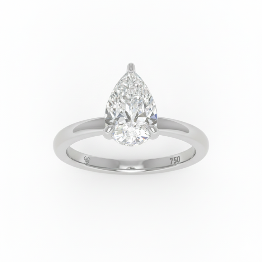 Kiara Pear Cut Diamond With Hidden Halo Engagement Ring