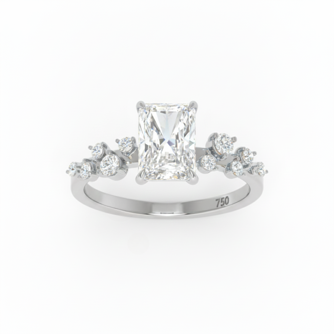 Lina Radiant Cut Diamond Engagement Ring With Diamond Accent Band