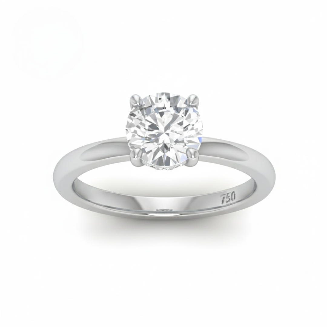 Kiara Round Cut Diamond With Hidden Halo Engagement Ring