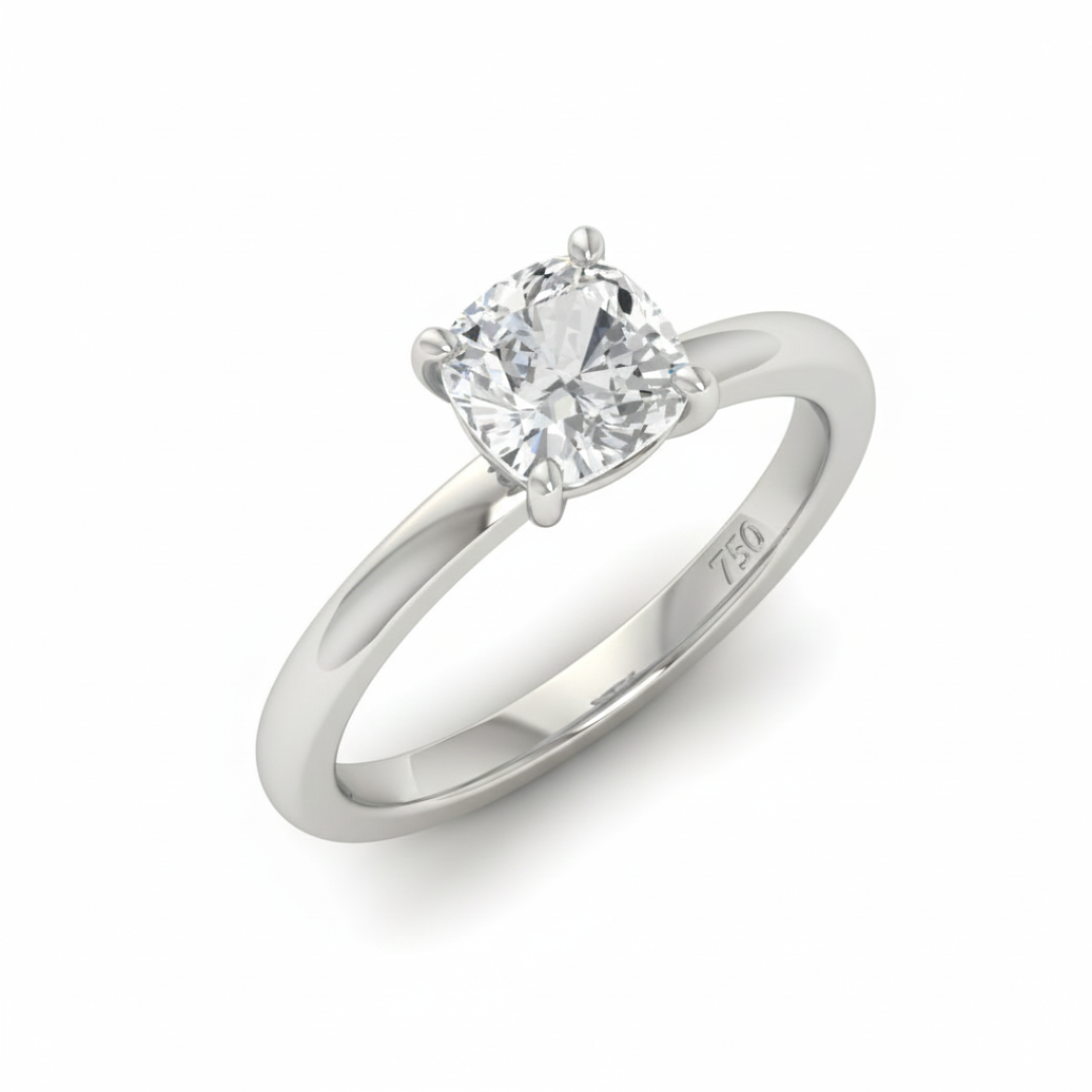 Anaya Solitaire Cushion Cut With Diamond Engagement Ring