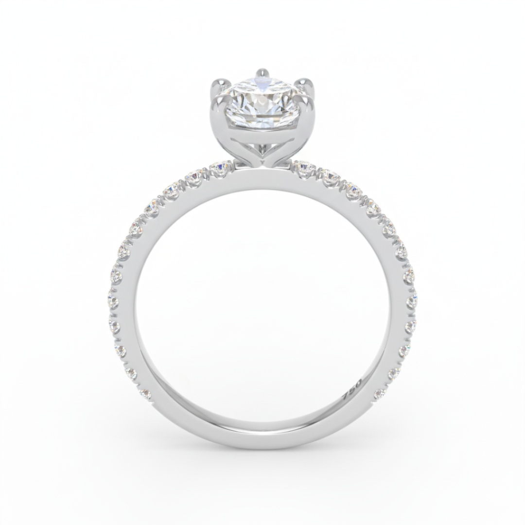 Athena Pear With Diamond Band Engagement Ring