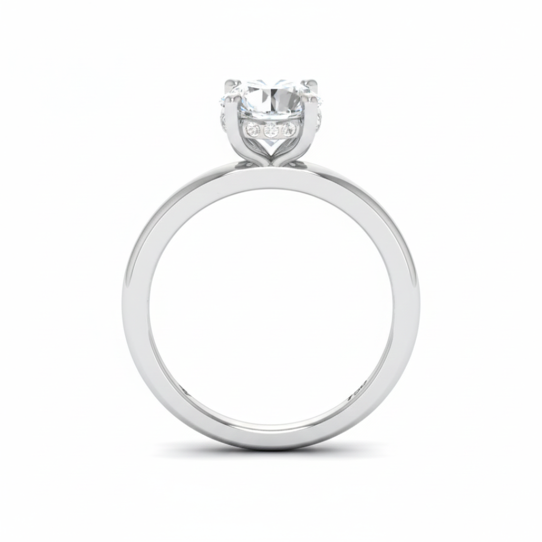 Kiara Round Cut Diamond With Hidden Halo Engagement Ring