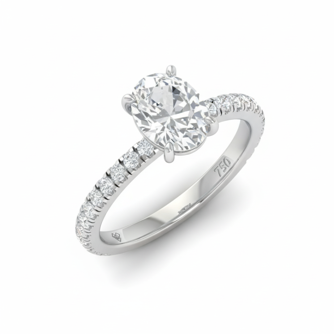 Athena Oval With Diamond Band Engagement Ring