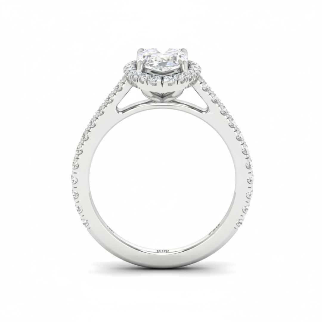 Belle Marquise Cut Diamond Engagement Ring with Diamond Halo & Diamond Band