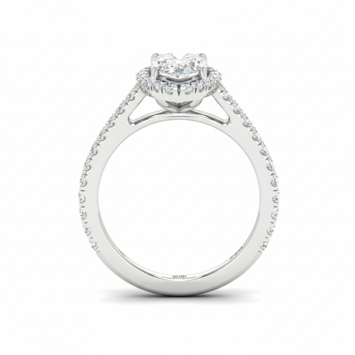Load image 1 in gallery view. Belle Marquise Cut Diamond Engagement Ring with Diamond Halo & Diamond Band