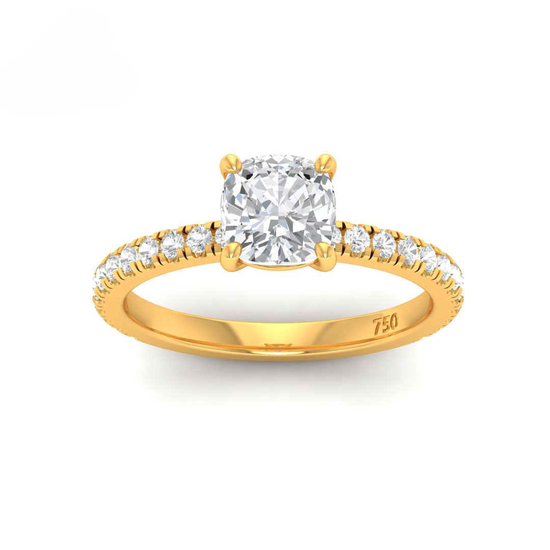Athena Cushion With Diamond Band Engagement Ring
