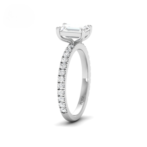 Load image 1 in gallery view. Athena Emerald With Diamond Band Engagement Ring