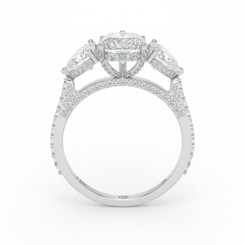 Load image 1 in gallery view. Vidhi Heart Cut Diamond Engagement Ring with Heart Cut Side Diamonds and 3D Diamond Band