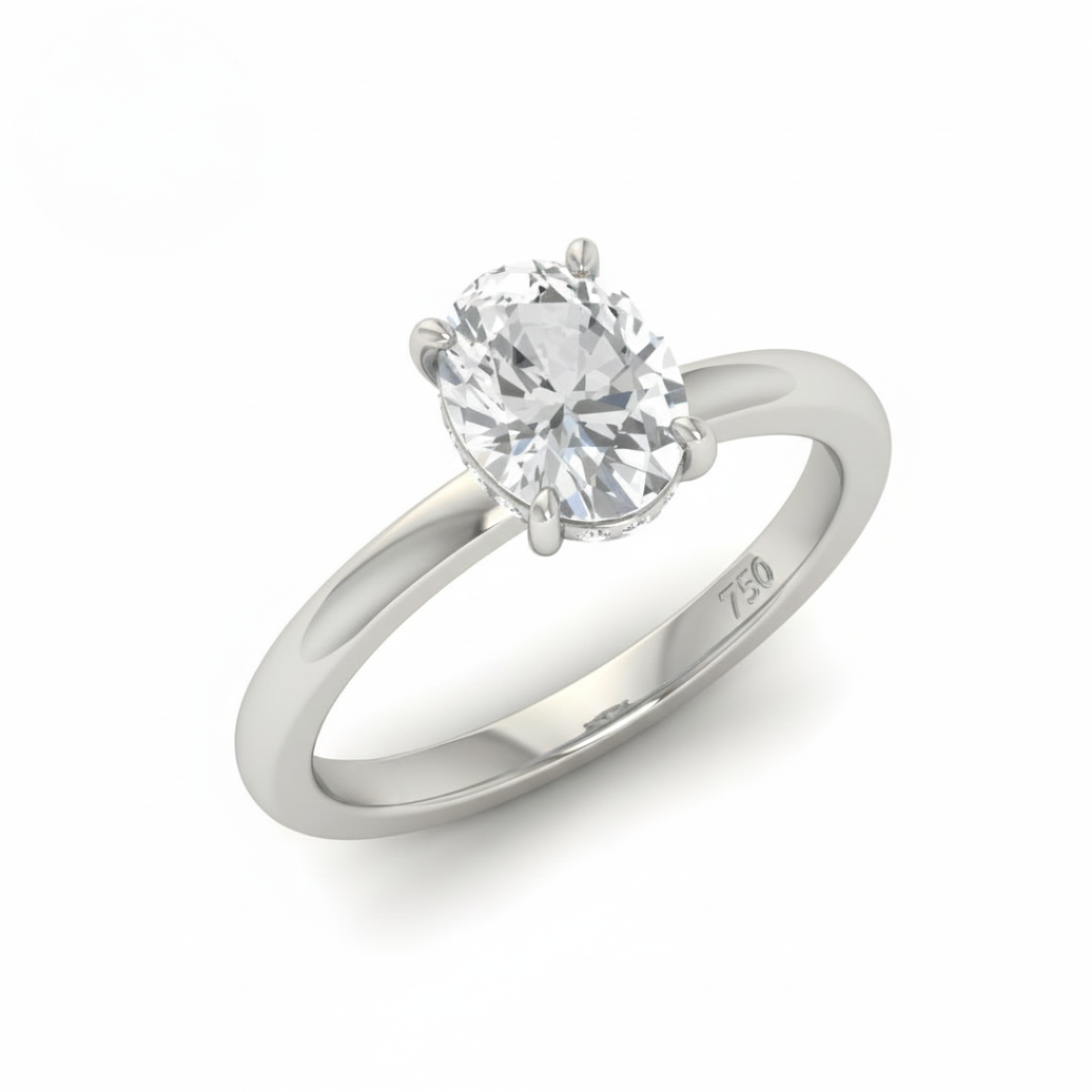 Kiara Oval Cut Diamond With Hidden Halo Engagement Ring