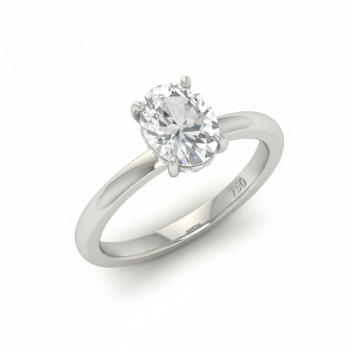 Load image 1 in gallery view. Kiara Oval Cut Diamond With Hidden Halo Engagement Ring