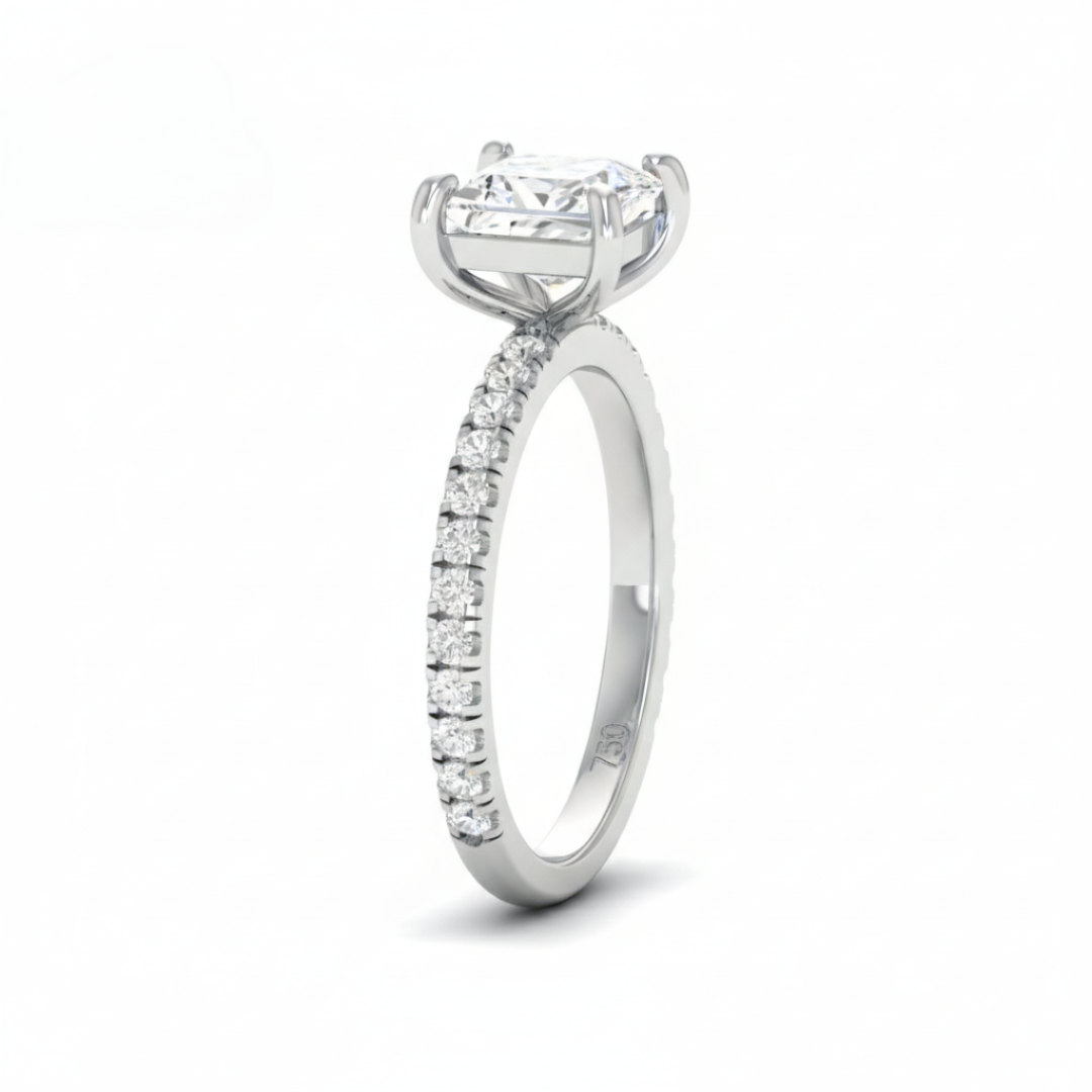 Athena Princess With Diamond Band Engagement Ring
