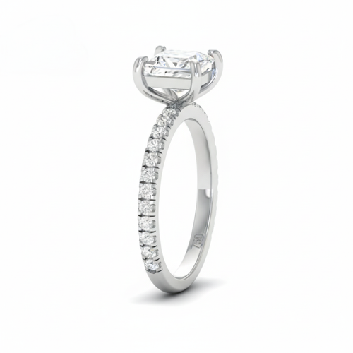Load image 1 in gallery view. Athena Princess With Diamond Band Engagement Ring