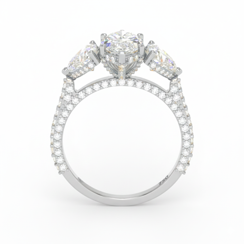 Load image 1 in gallery view. Vidhi Marquise Cut Diamond Engagement Ring with Heart Cut Side Diamonds and 3D Diamond Band