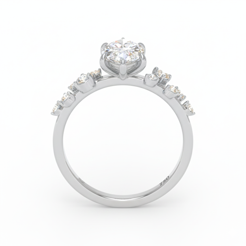 Load image 1 in gallery view. Lina Marquise Cut Diamond Engagement Ring With Diamond Accent Band