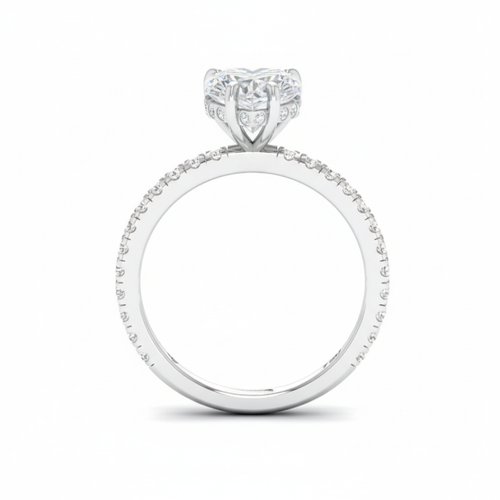Load image 1 in gallery view. Lila Heart Cut Diamond Engagement Ring with Diamond Hidden Halo and Diamond Band