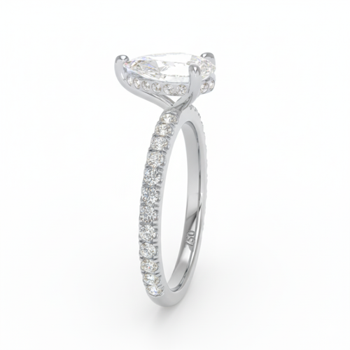 Load image 1 in gallery view. Lila Pear Cut Diamond Engagement Ring with Diamond Hidden Halo and Diamond Band