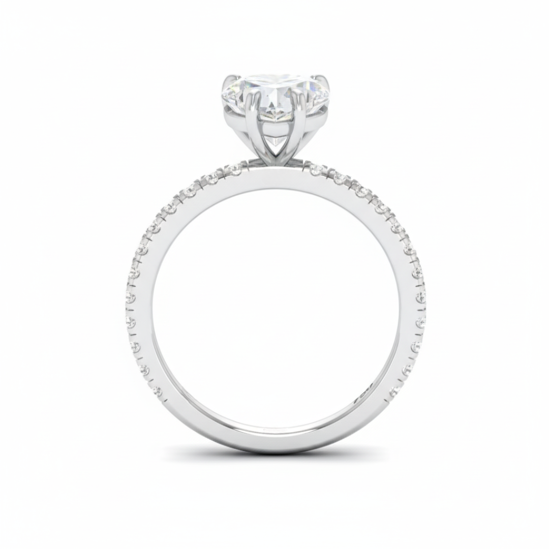 Athena Heart With Diamond Band Engagement Ring