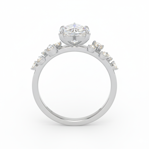 Load image 1 in gallery view. Lina Heart Cut Diamond Engagement Ring With Diamond Accent Band