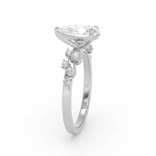 Load image 1 in gallery view. Lina Pear Cut Diamond Engagement Ring With Diamond Accent Band