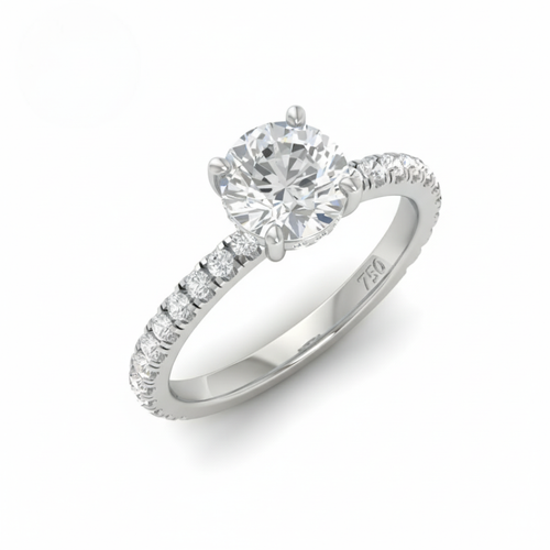 Load image 1 in gallery view. Lila Round Cut Diamond Engagement Ring with Diamond Hidden Halo and Diamond Band