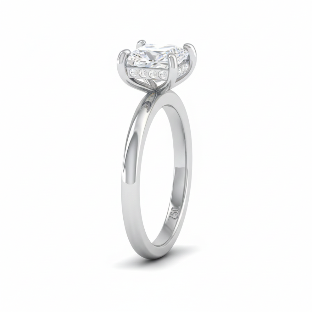 Kiara Princess Cut Diamond With Hidden Halo Engagement Ring