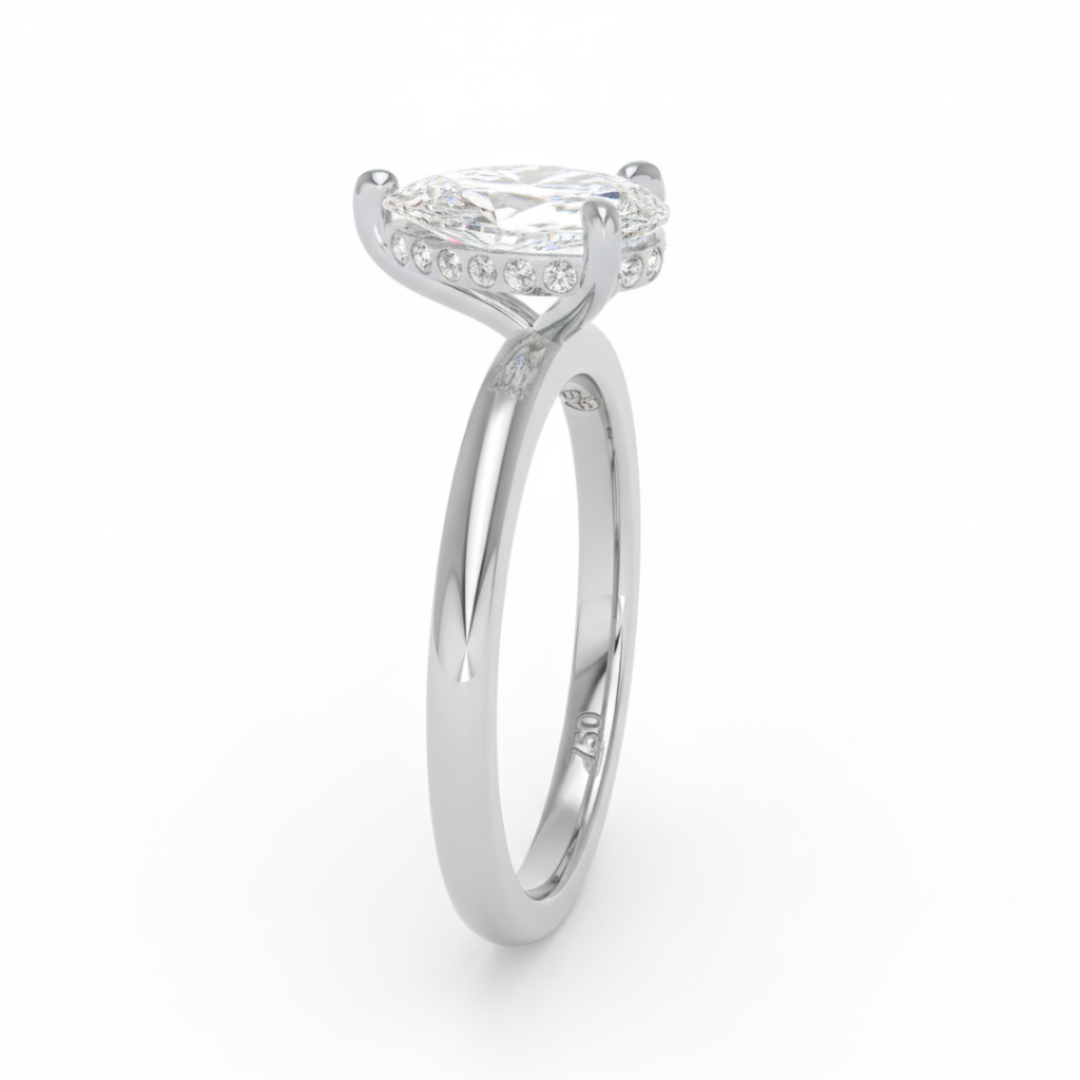 Kiara Pear Cut Diamond With Hidden Halo Engagement Ring